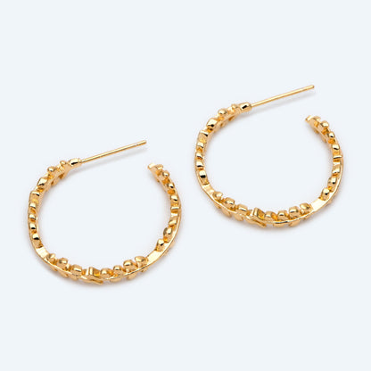 10pcs Dainty Gold Leaf Hoop Earrings, Gold Hoop Earring, 25mm Circle Leaf Earring (GB-1975)