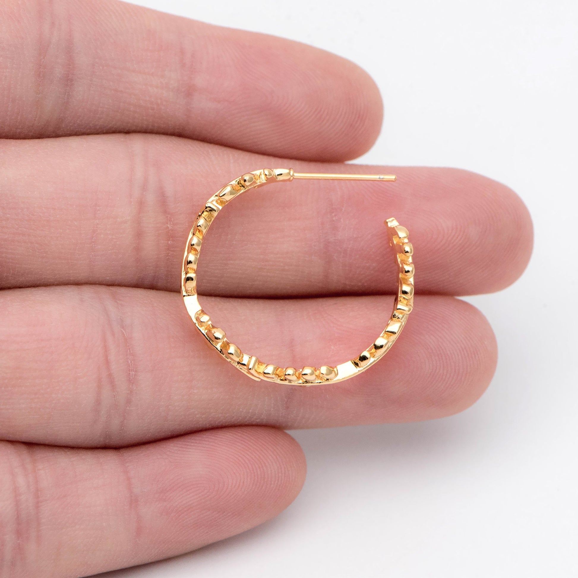 10pcs Dainty Gold Leaf Hoop Earrings, Gold Hoop Earring, 25mm Circle Leaf Earring (GB-1975)