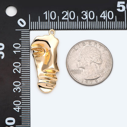 10pcs Gold Face Charm 33x15mm, Real 18K Gold plated Brass, Jewelry Supply (GB-2040)