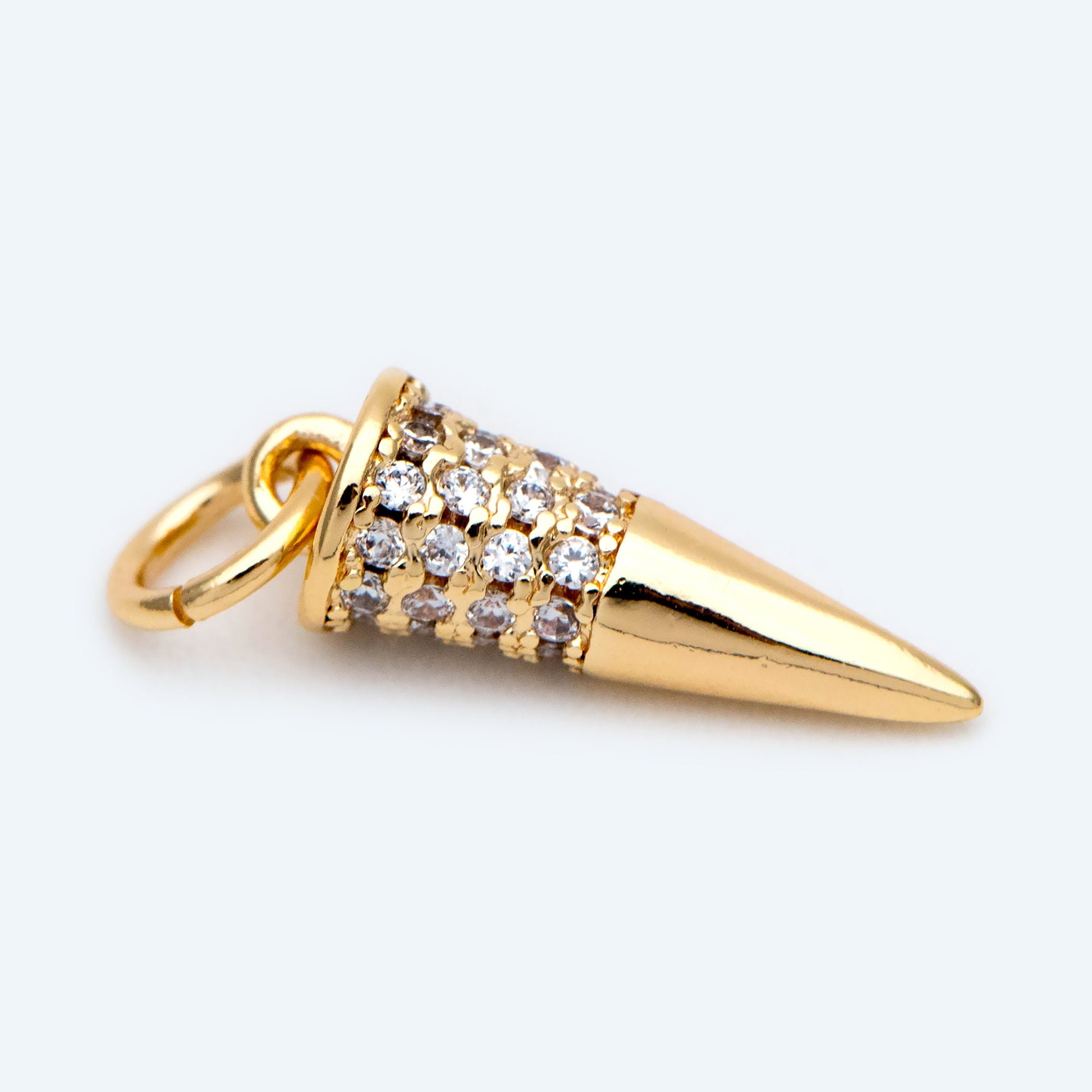 4pcs CZ Micro Pave Spike Charm Stud Charm, Pave Cone Charm, Jewelry Supplies, DIY Jewelry, Spike Necklace Bracelet Earring Charm (GB-2041)