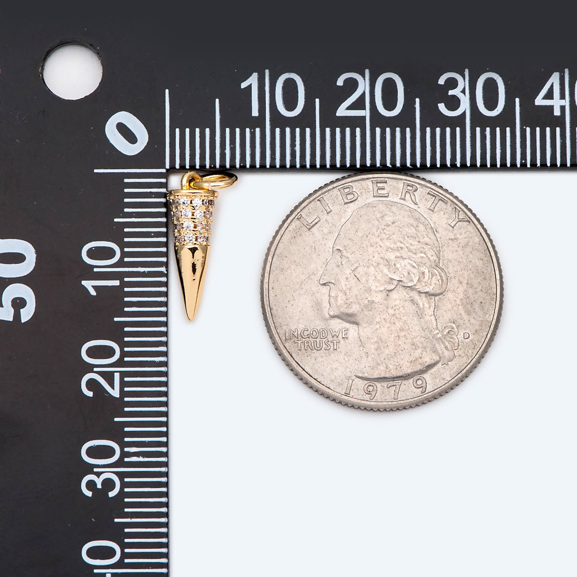 4pcs CZ Micro Pave Spike Charm Stud Charm, Pave Cone Charm, Jewelry Supplies, DIY Jewelry, Spike Necklace Bracelet Earring Charm (GB-2041)