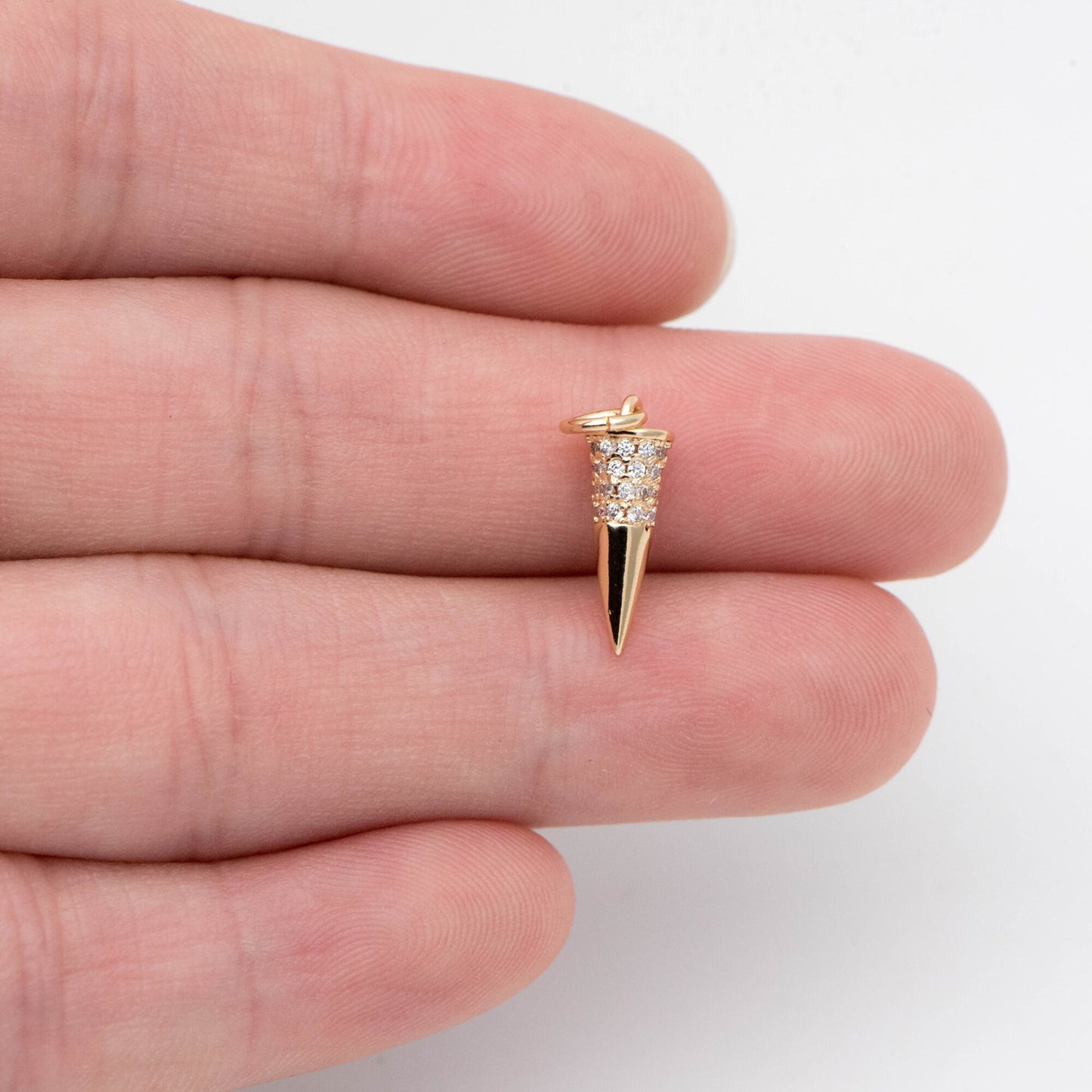 4pcs CZ Micro Pave Spike Charm Stud Charm, Pave Cone Charm, Jewelry Supplies, DIY Jewelry, Spike Necklace Bracelet Earring Charm (GB-2041)