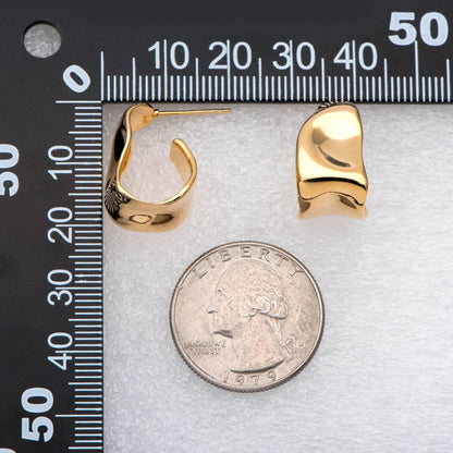 10pcs Gold/ Silver Chunky Earring, Hammered Hoops, Thick Hoop Earrings (GB-2043)