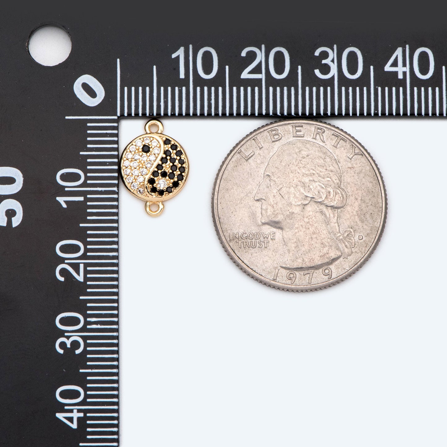 4pcs CZ Pave Gold Yin Yang Connector, Taoism Connector, Eight Diagrams Charm, Tai Chi Charm, Nepalese Charm, Yoga Jewelry (GB-2044)