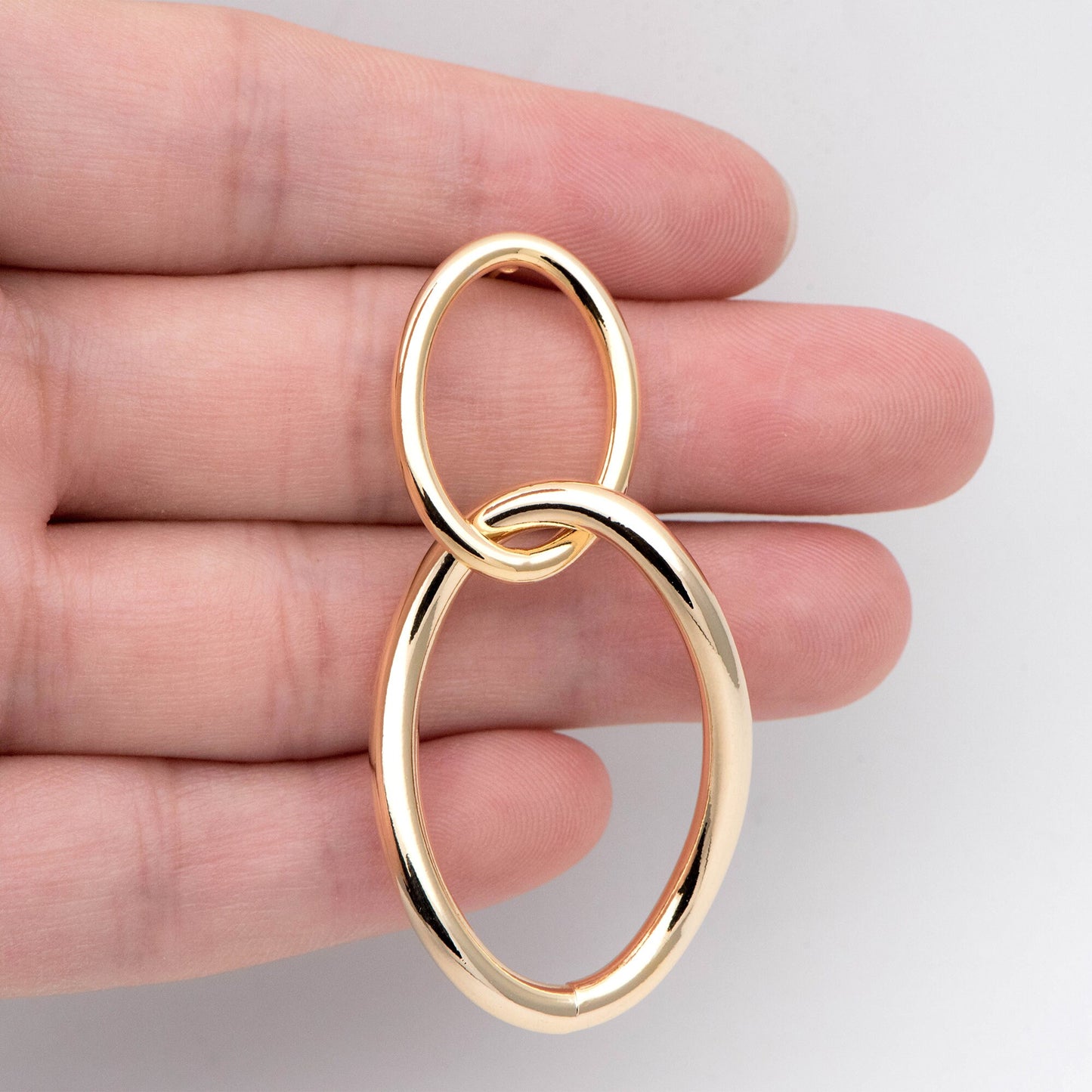 4pcs Gold / Silver Tone Long Oval Ear Posts, 18K Gold/ Rhodium plated Brass, Minimalist Earrings (GB-2045)