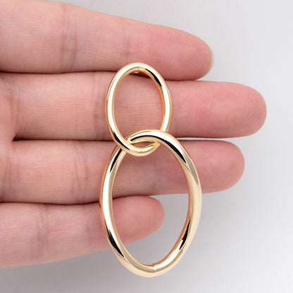 4pcs Gold / Silver Tone Long Oval Ear Posts, 18K Gold/ Rhodium plated Brass, Minimalist Earrings (GB-2045)