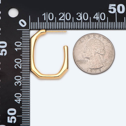 10pcs U-Shape Gold ear posts, Geometric earring posts, Hoop stud earrings (GB-2048)