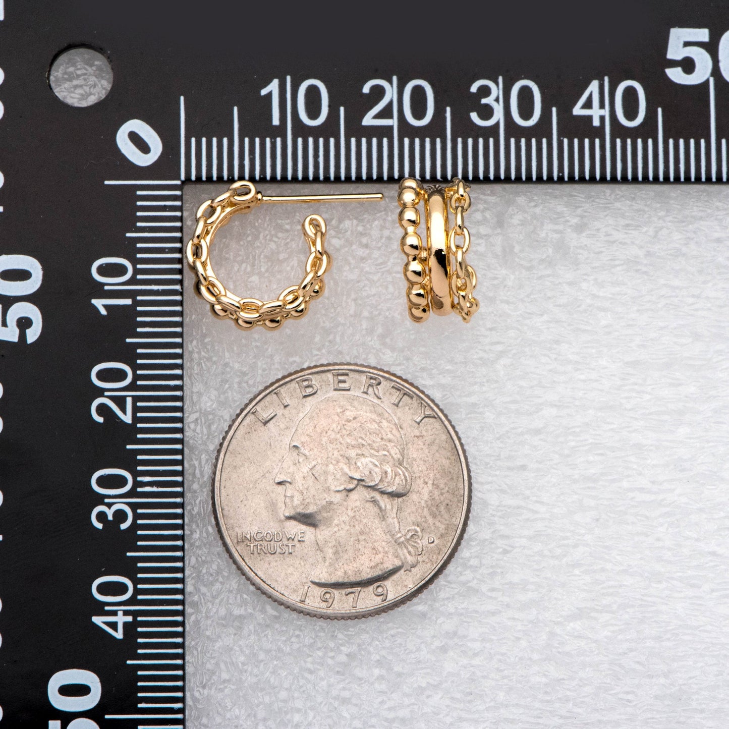 10pcs Gold Round Circle Ear Posts 14mm, Gold plated Brass, Geometric Loop Stud Earrings (GB-2051)