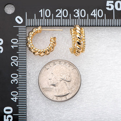 10pcs Gold Round Circle Ear Posts 17mm, Gold plated Brass, Geometric Hoop Stud Earrings (GB-2052)