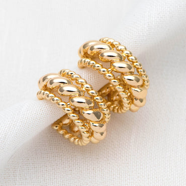 10pcs Gold Round Circle Ear Posts 17mm, Gold plated Brass, Geometric Hoop Stud Earrings (GB-2052)