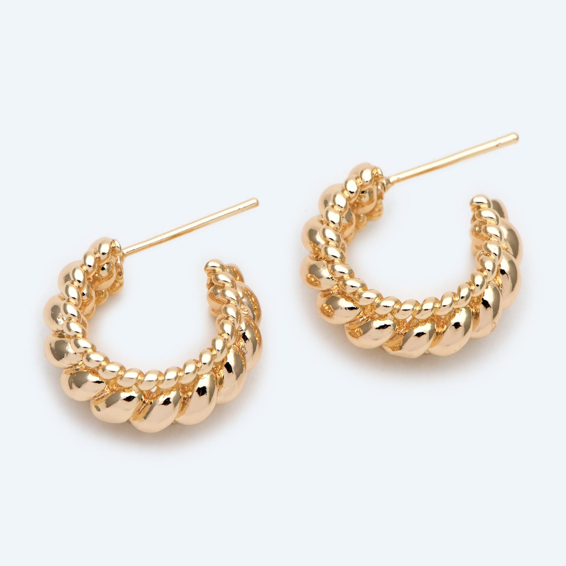 10pcs Gold Round Circle Ear Posts 17mm, Gold plated Brass, Geometric Hoop Stud Earrings (GB-2052)