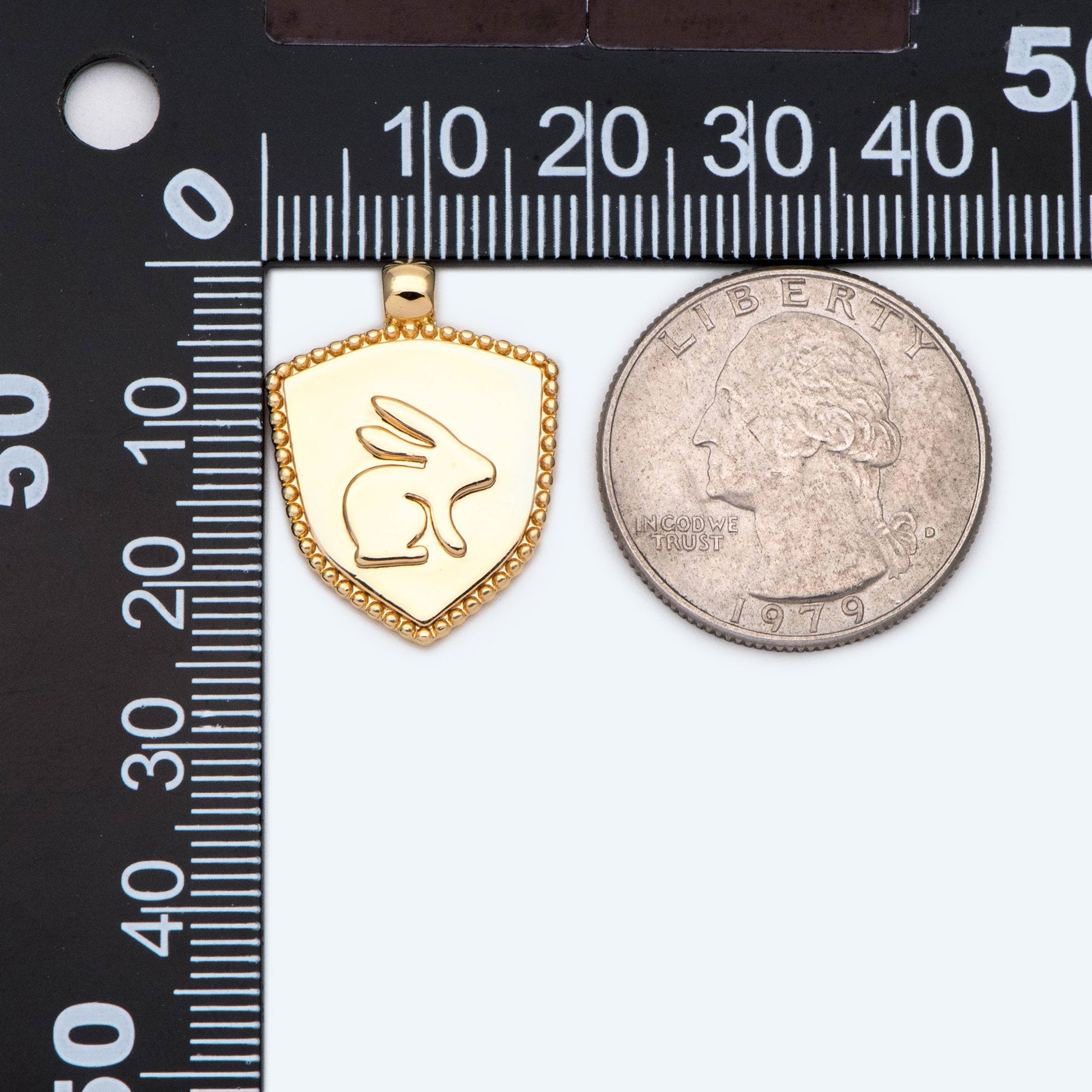 10pcs Gold plated Brass Rabbit Charm, Bunny Animal Pendants 24x18mm (GB-1981)