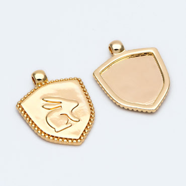 10pcs Gold plated Brass Rabbit Charm, Bunny Animal Pendants 24x18mm (GB-1981)