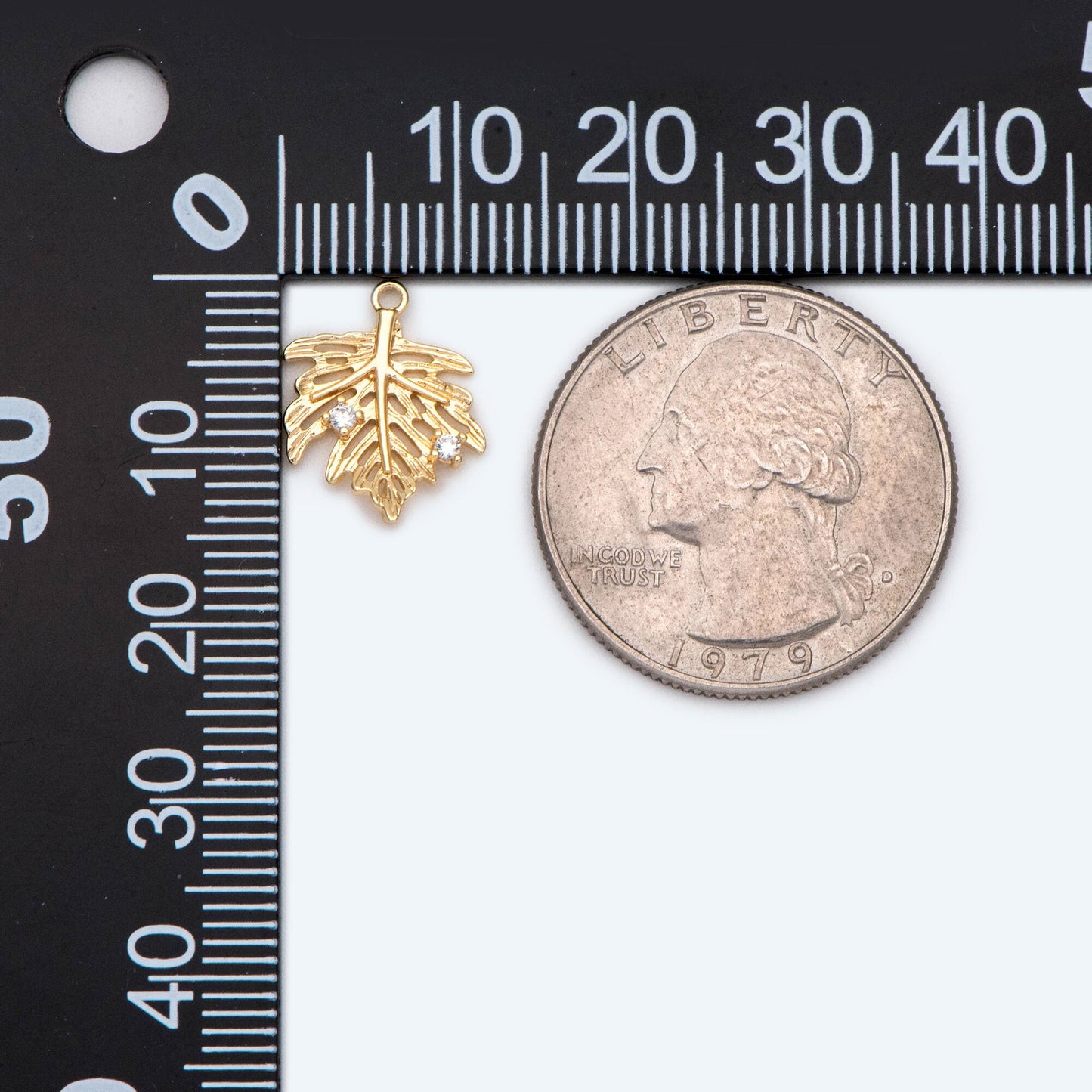 10pcs CZ Pave Gold Maple Leaf Charms, Maple Leaf Pendants 14.5x11.5mm (GB-4391-A)