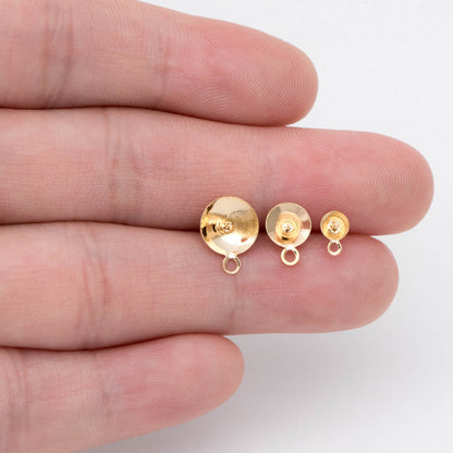20pcs Gold/ Sliver/ Rose Gold Ear Posts with Cup, Stud Earrings for Pearls, 4/ 6/ 8mm Peg Earring Findings Wholesale (GB-2060)