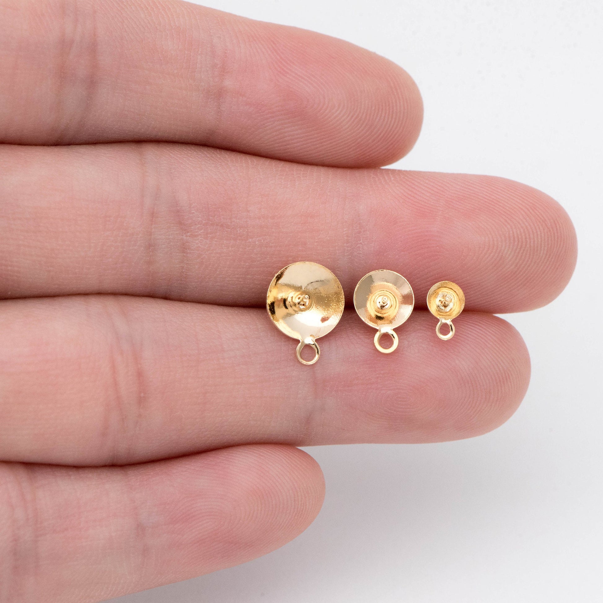 20pcs Gold/ Sliver/ Rose Gold Ear Posts with Cup, Stud Earrings for Pearls, 3/ 4/ 5/ 6/ 8mm Peg Earring Findings Wholesale (GB-2060)