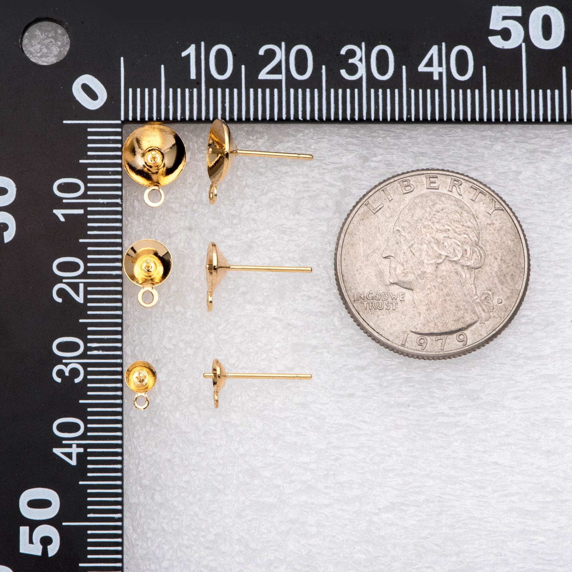 20pcs Gold/ Sliver/ Rose Gold Ear Posts with Cup, Stud Earrings for Pearls, 4/ 6/ 8mm Peg Earring Findings Wholesale (GB-2060)