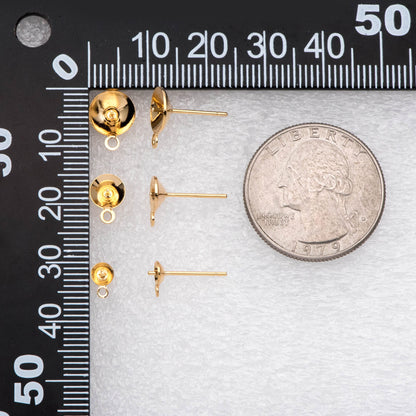 20pcs Gold/ Sliver/ Rose Gold Ear Posts with Cup, Stud Earrings for Pearls, 4/ 6/ 8mm Peg Earring Findings Wholesale (GB-2060)