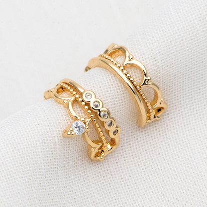 10pcs CZ Pave crown Ear Cuff, Cartilage, Dainty Earcuff Earring (GB-2066)