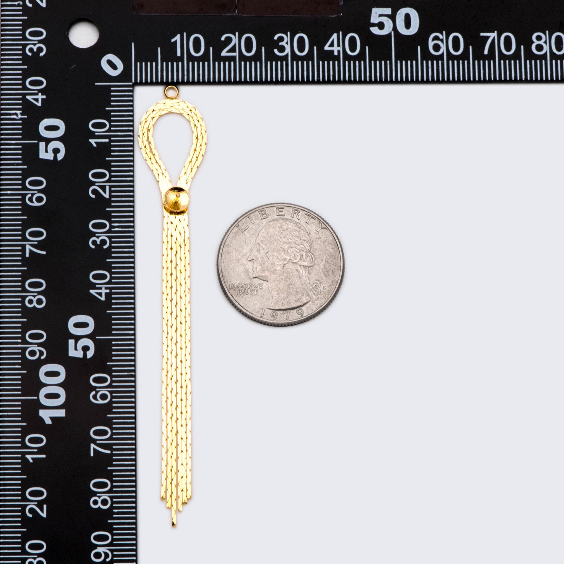 4pcs Gold Chain Long Tassels 83mm, 18K Gold plated Brass Tassel, Earring Charm Pendants (GB-1277-C)