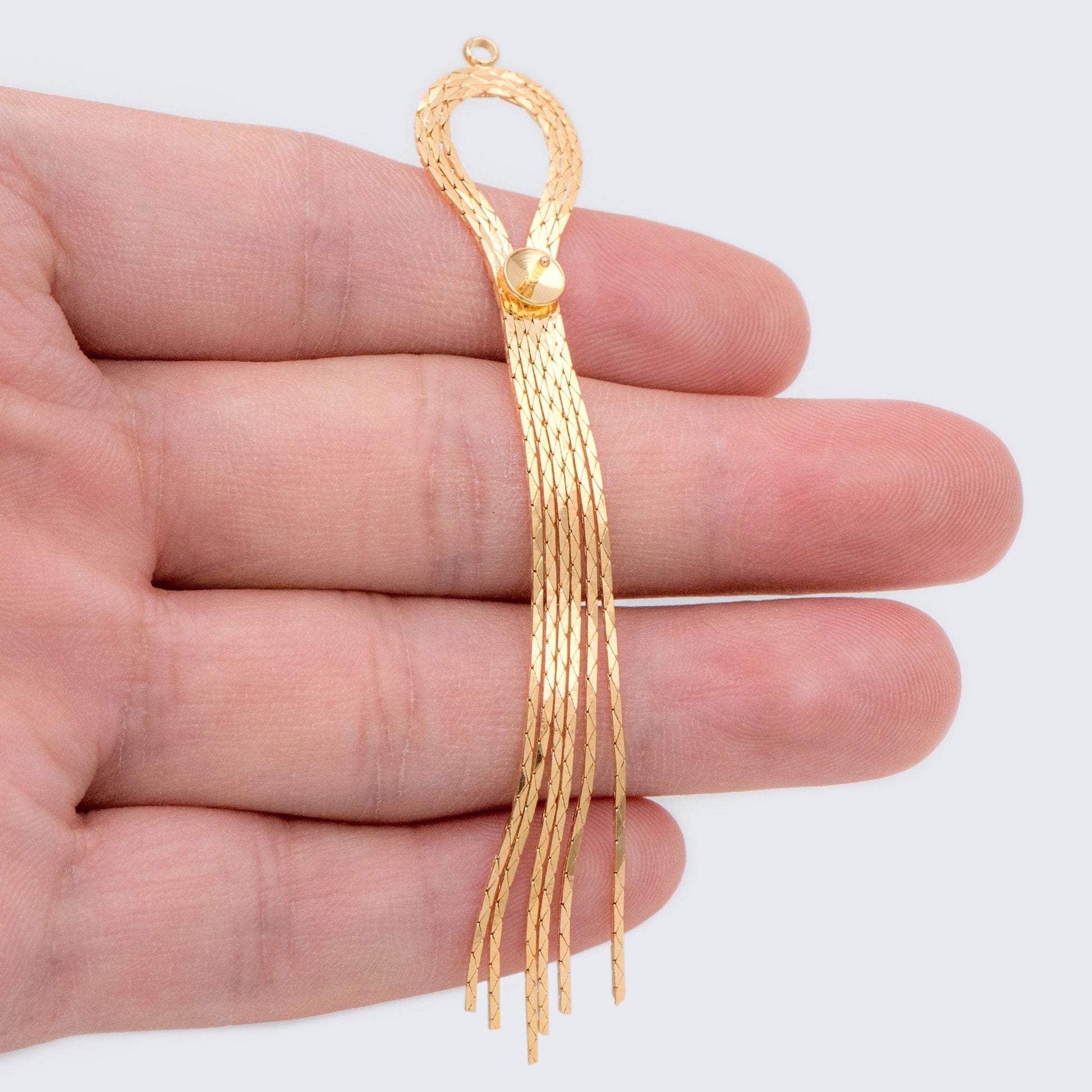 4pcs Gold Chain Long Tassels 83mm, 18K Gold plated Brass Tassel, Earring Charm Pendants (GB-1277-C)