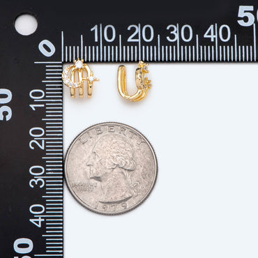 4pcs CZ Pave Moon and Star Ear Cuff, Cartilage, Dainty Earcuff Earring (GB-1335-A)