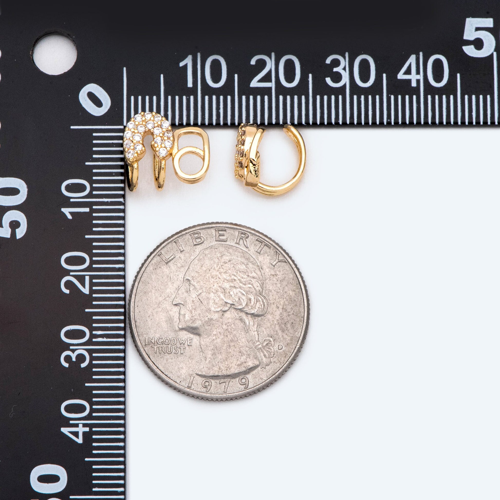 10pcs CZ Pave Safety Pin Ear Cuff, Cartilage, Dainty Earcuff Earring (GB-2073)