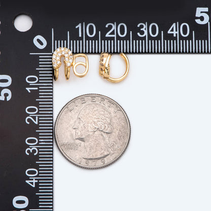 10pcs CZ Pave Safety Pin Ear Cuff, Cartilage, Dainty Earcuff Earring (GB-2073)