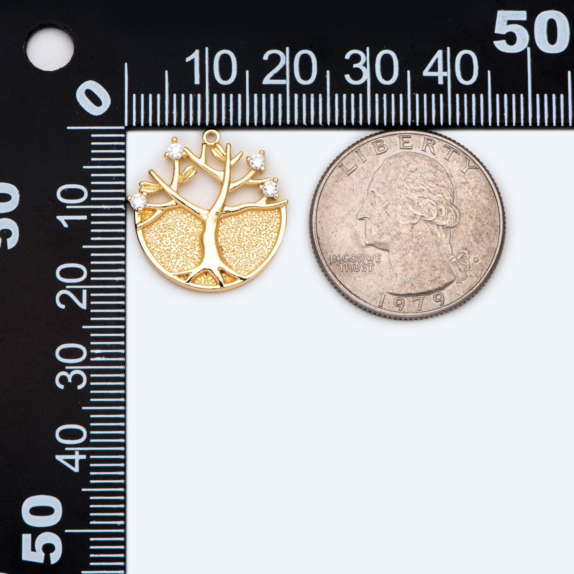 10pcs CZ pave Gold Life Tree Charm, Earring Findings, Jewelry Making, Diy Material, Jewelry Supplies (GB-2007)