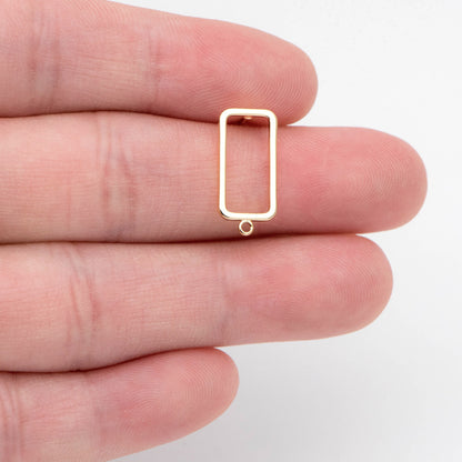 10pcs Rectangle Ear Posts with Loop, 18K Gold Plated Brass Stud Earrings Findings, Geometric Earring Components (GB-2018)