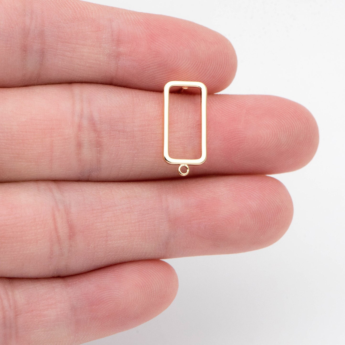 10pcs Rectangle Ear Posts with Loop, 18K Gold Plated Brass Stud Earrings Findings, Geometric Earring Components (GB-2018)