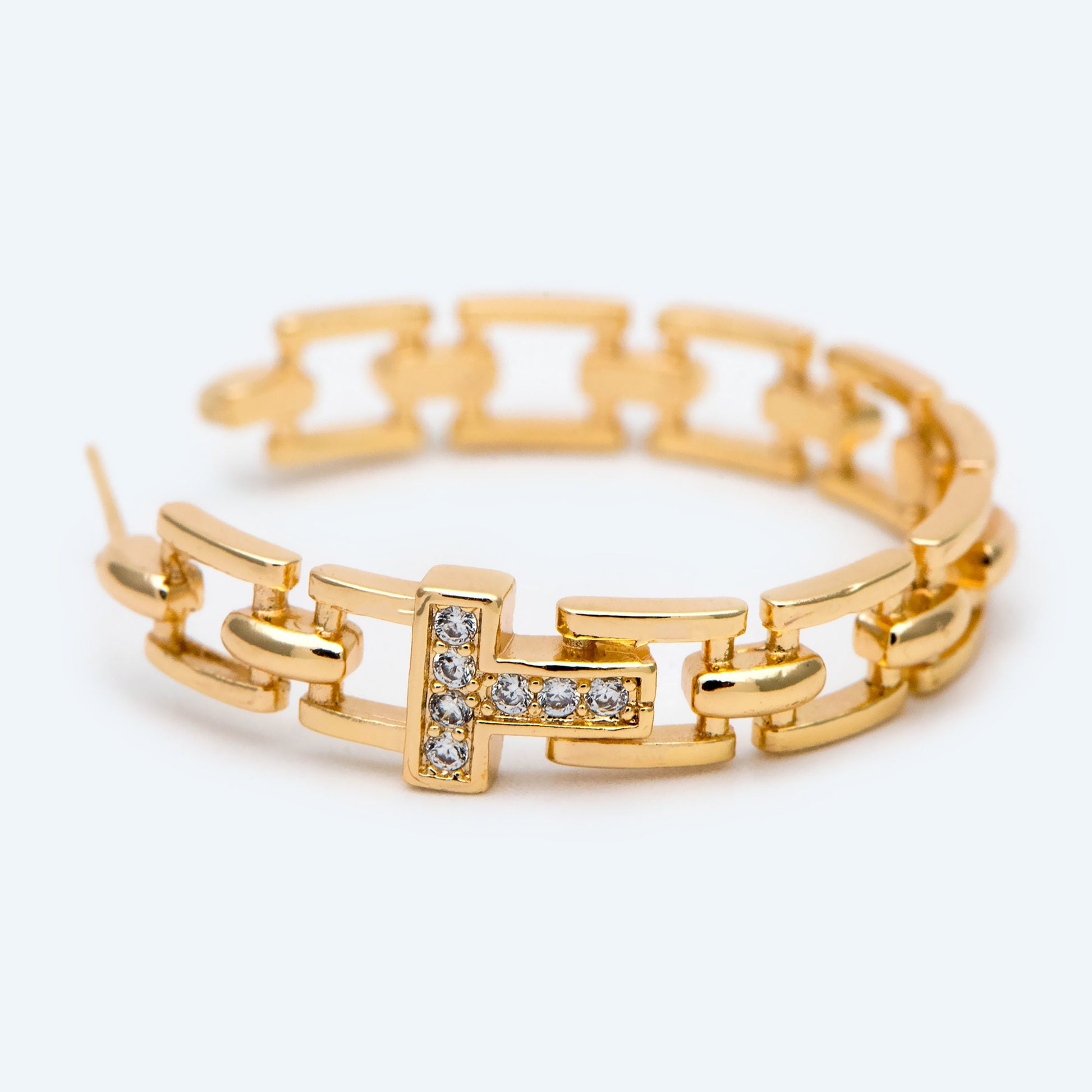 4pcs CZ Pave Chunky Gold Hoops, Chain Hoops, Thick Hoop Earrings, Hoop Earrings (GB-2012)
