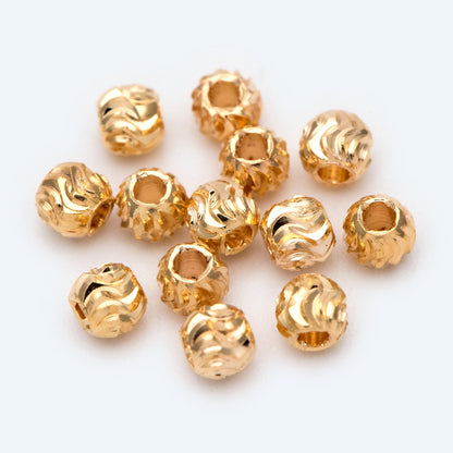 20pcs Gold plated Brass Twisted Corrugated Beads, Rondelle Spacer Beads, Jewelry Making, Diy Material, Jewelry Supplies (GB-2093)