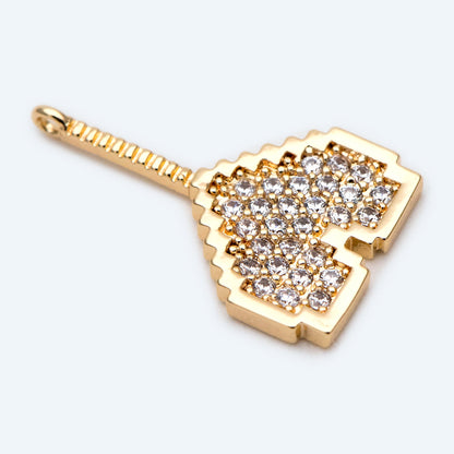 4pcs CZ pave Gold Heart Charms 21x13mm, Gold Plated Brass Heart Pendants (GB-4409-A)