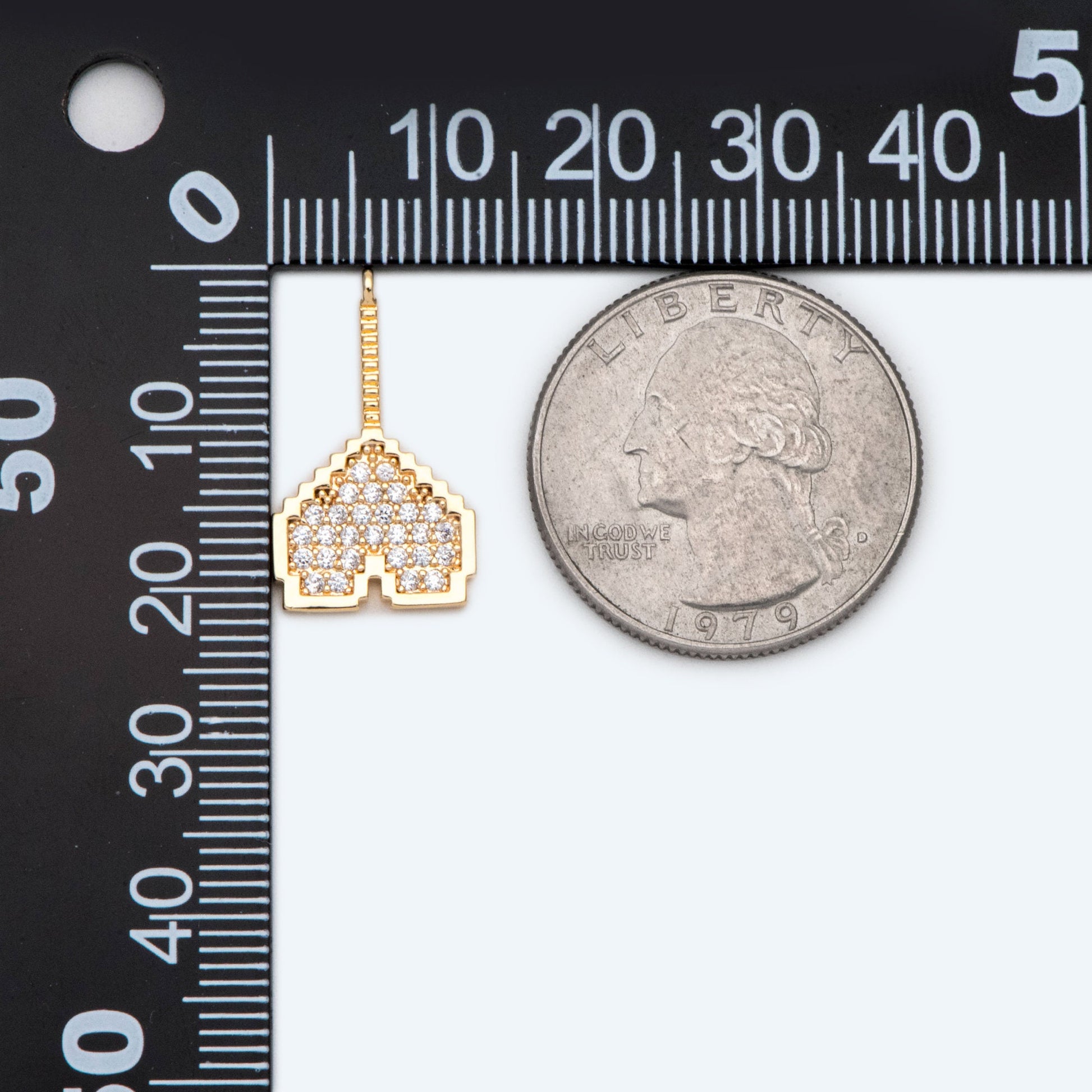 4pcs CZ pave Gold Heart Charms 21x13mm, Gold Plated Brass Heart Pendants (GB-4409-A)