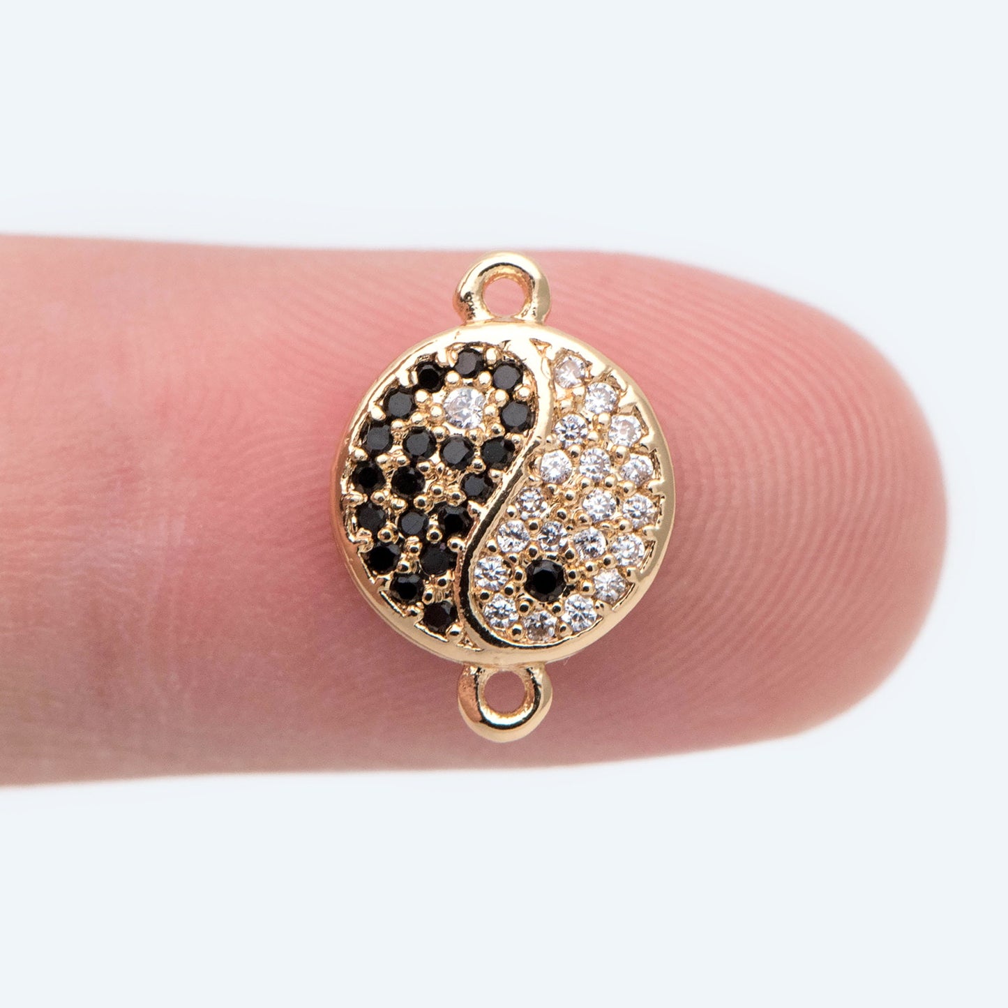 4pcs CZ Pave Gold Yin Yang Connector, Taoism Connector, Eight Diagrams Charm, Tai Chi Charm, Nepalese Charm, Yoga Jewelry (GB-2044)