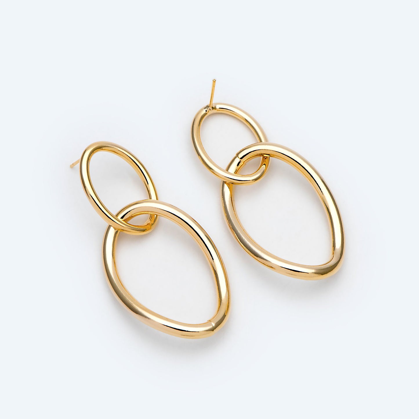4pcs Gold / Silver Tone Long Oval Ear Posts, 18K Gold/ Rhodium plated Brass, Minimalist Earrings (GB-2045)