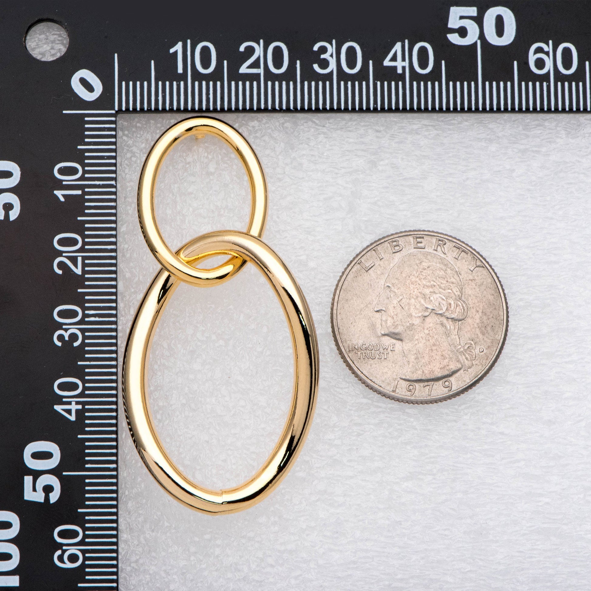 4pcs Gold / Silver Tone Long Oval Ear Posts, 18K Gold/ Rhodium plated Brass, Minimalist Earrings (GB-2045)