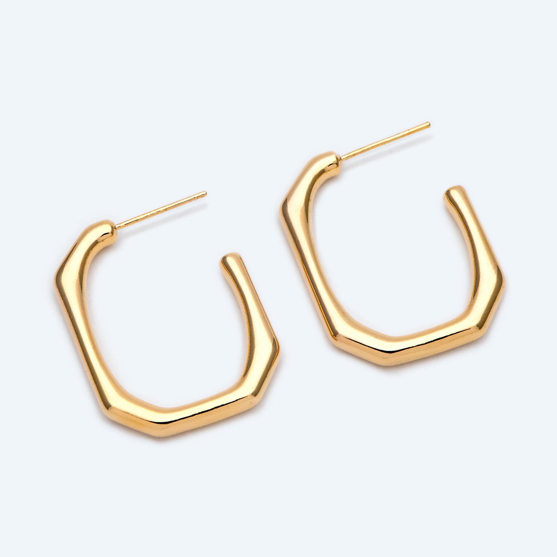 10pcs U-Shape Gold ear posts, Geometric earring posts, Hoop stud earrings (GB-2048)