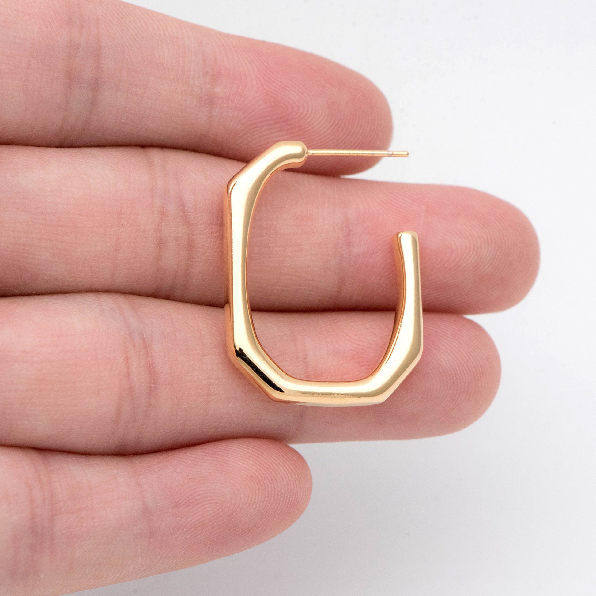 10pcs U-Shape Gold ear posts, Geometric earring posts, Hoop stud earrings (GB-2048)