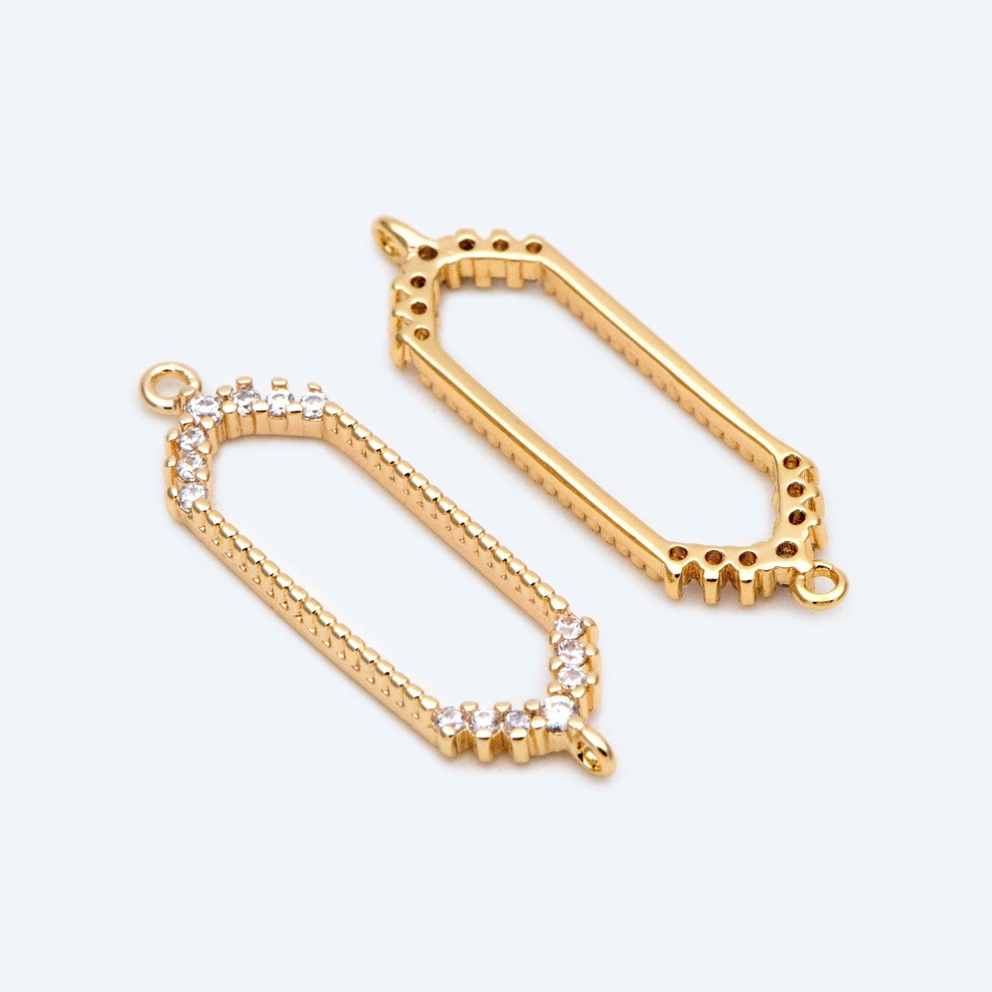 4pcs CZ Pave Gold Hexagon Connector, Geometric Hexagon Pendants (GB-2535-H)
