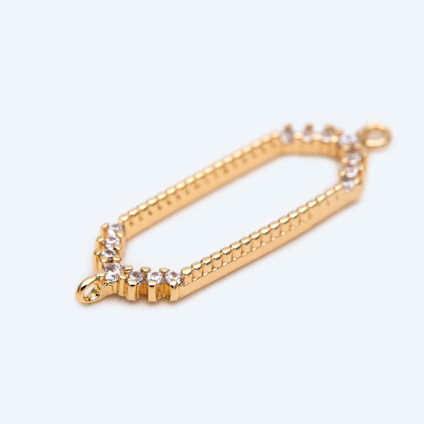 4pcs CZ Pave Gold Hexagon Connector, Geometric Hexagon Pendants (GB-2535-H)