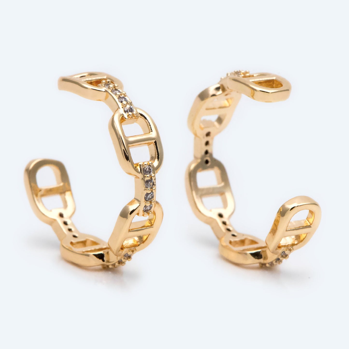 4pcs Gold CZ Pave Knuckle ring, Chain rings, Midi rings, Mid finger ring (#GB-2115)