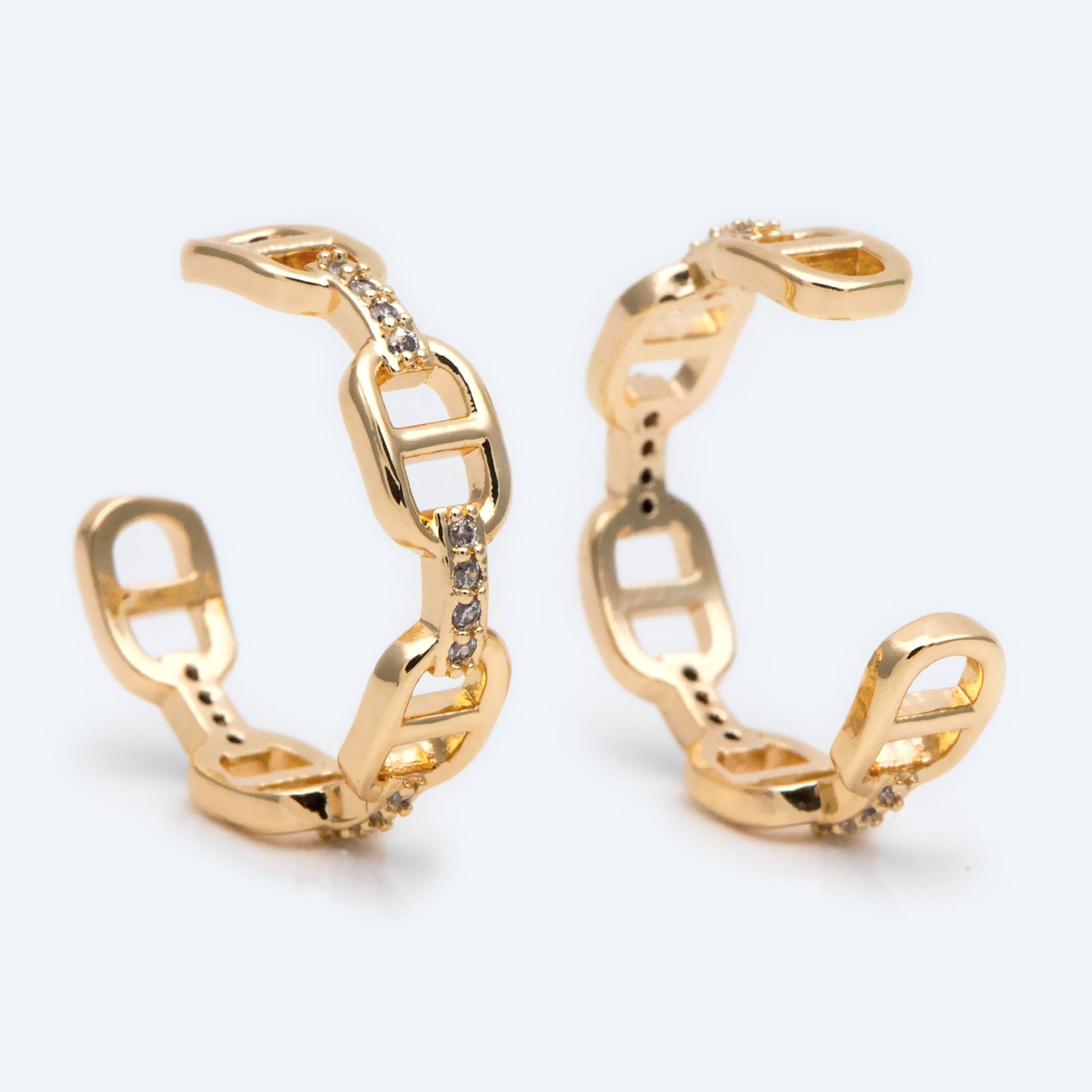 4pcs Gold CZ Pave Knuckle ring, Chain rings, Midi rings, Mid finger ring (#GB-2115)