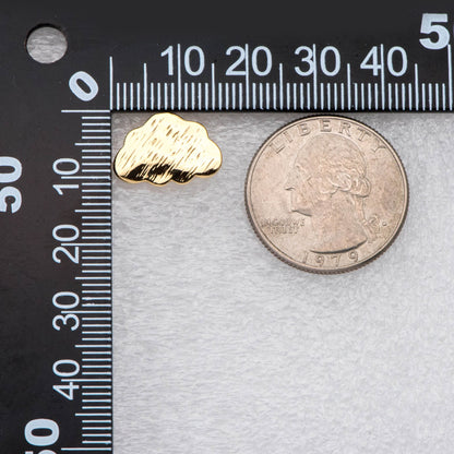 10pcs Brushed Gold Cloud Earrings, Stud Earring with loops, Gold plated Brass Ear Posts (#GB-2118)