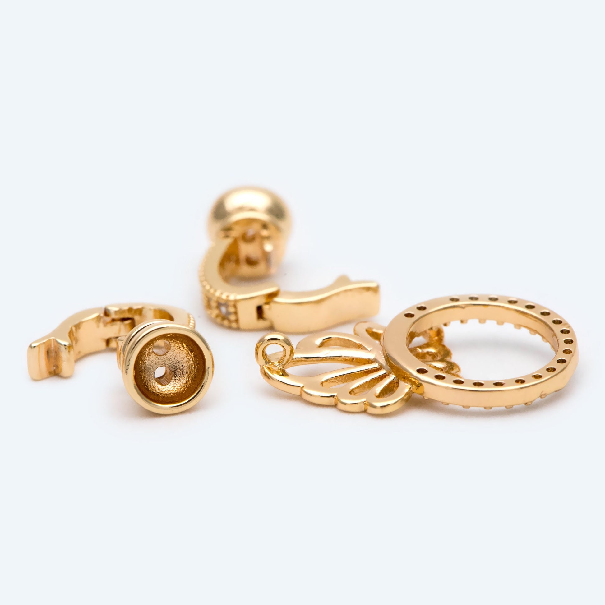 2pcs CZ Pave Butterfly Clasp, 18K Gold Plated Brass, Jewelry Clasp, Necklace Clasp (GB-2123)