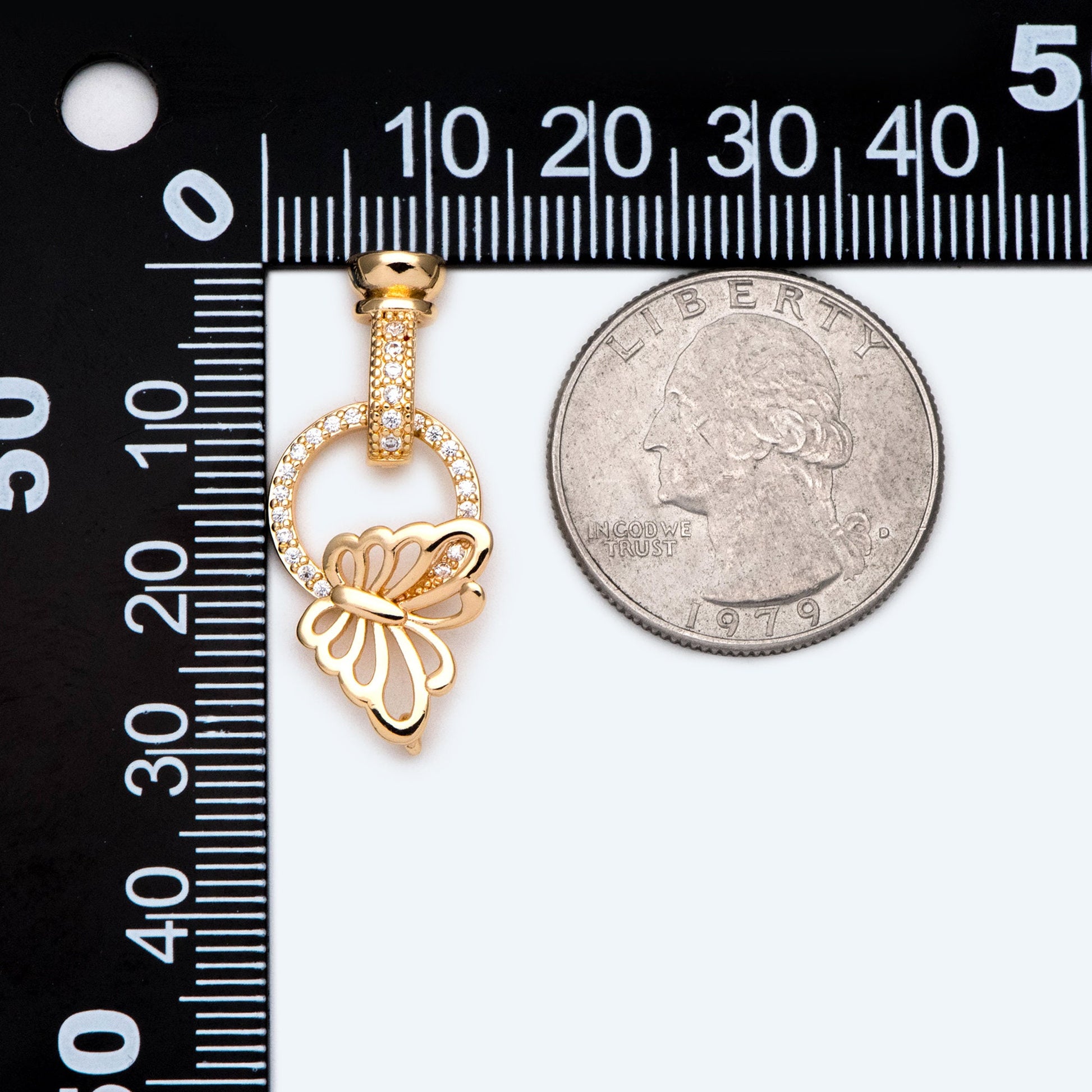2pcs CZ Pave Butterfly Clasp, 18K Gold Plated Brass, Jewelry Clasp, Necklace Clasp (GB-2123)
