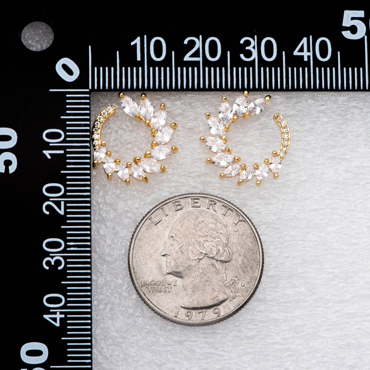 4pcs CZ Pave Garland Ear Posts, 18K Gold plated Brass, Flower Circle Stud Earrings (#GB-2129)