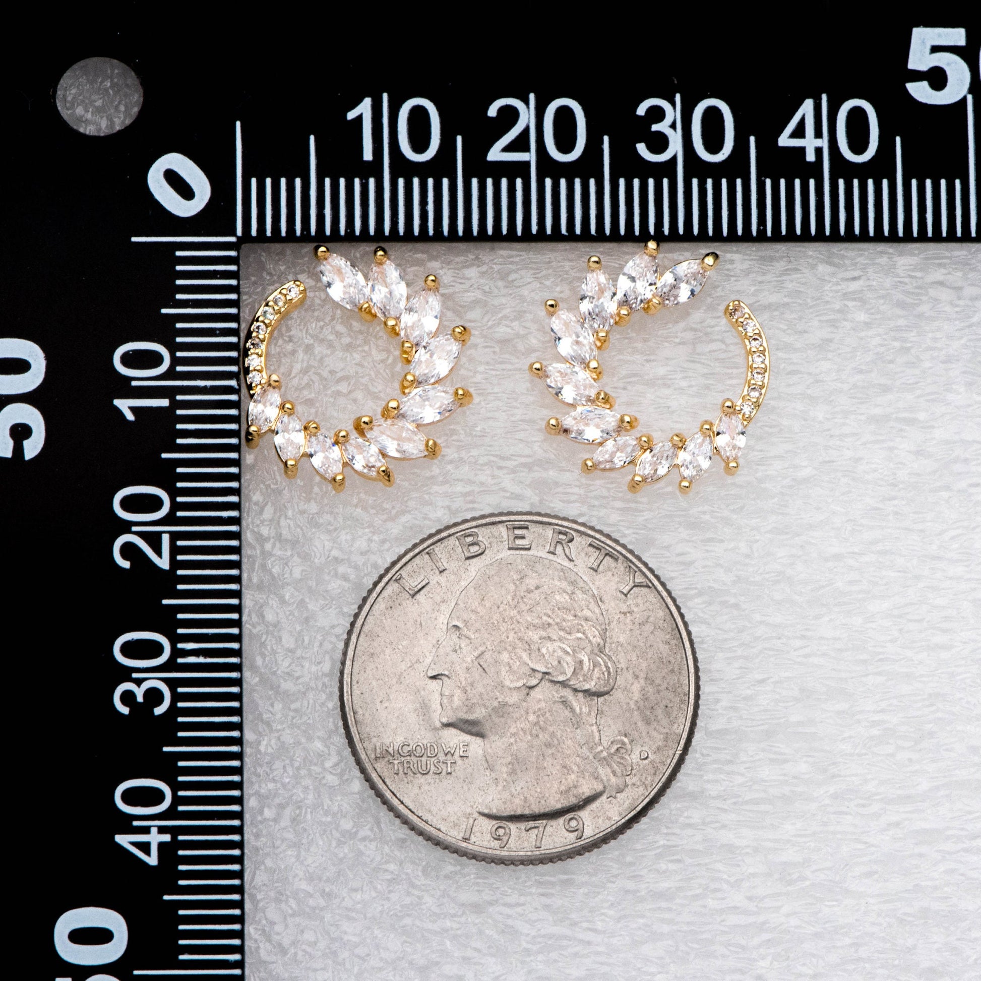 4pcs CZ Pave Garland Ear Posts, 18K Gold plated Brass, Flower Circle Stud Earrings (#GB-2129)