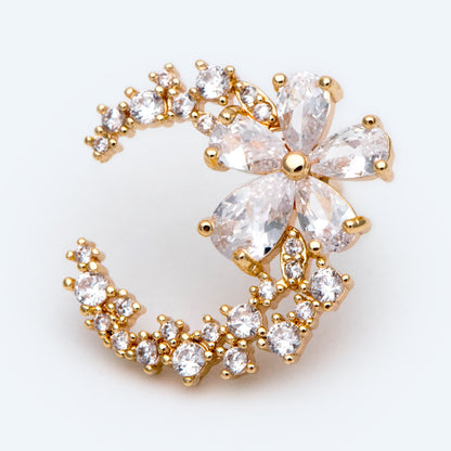 4pcs CZ Pave Garland Ear Posts, 18K Gold plated Brass, Flower Circle Stud Earrings (#GB-2130)